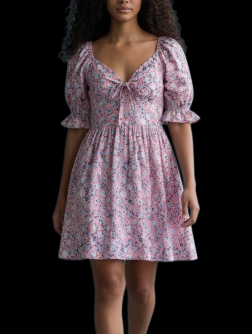 Hill House Ophelia Pink Mini Dress Smocked Basketweave Vine Print Pockets Medium